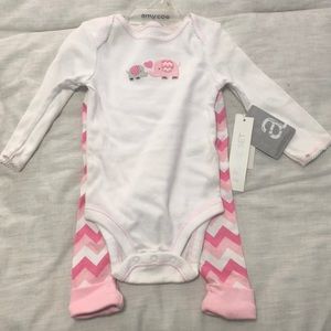 Amy Coe Elephant Chevron Pink 6M Baby Set